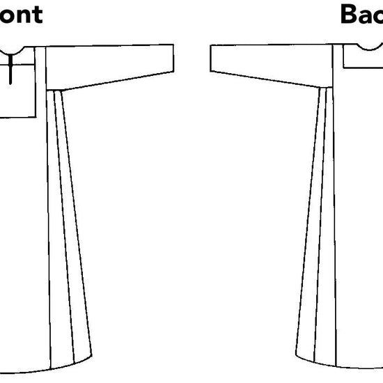 line drawings of front and back of gaza dress