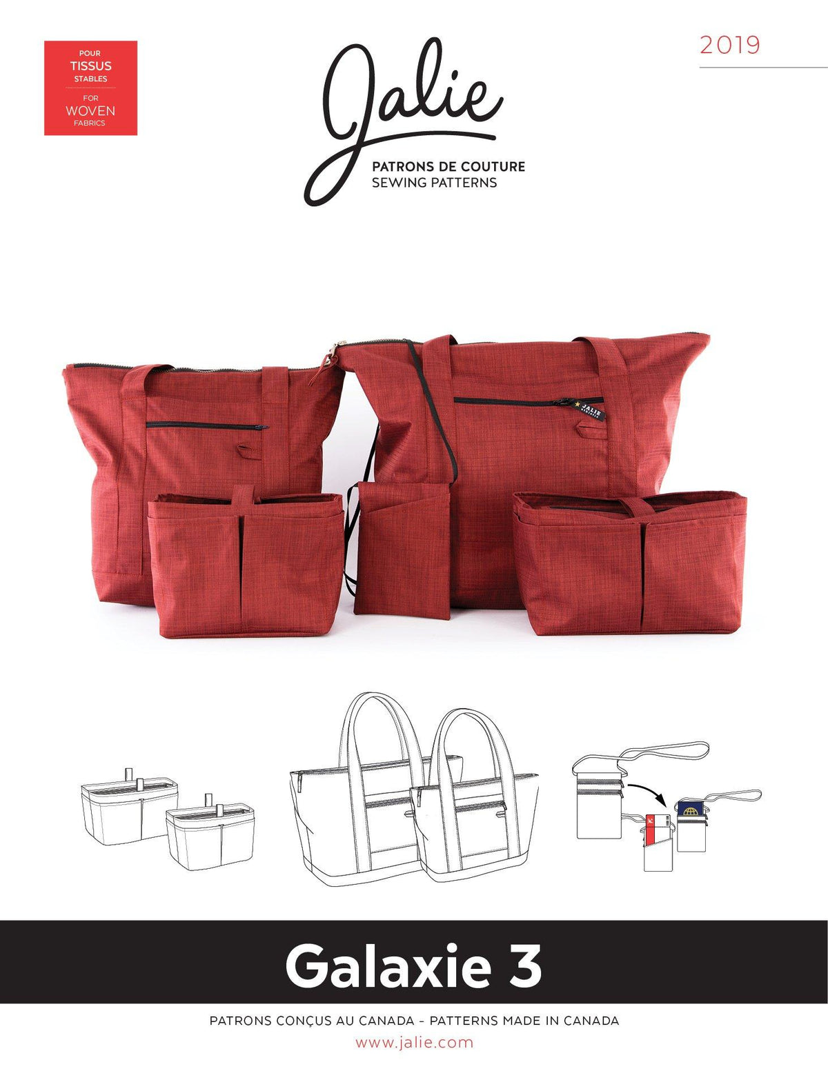 Digital Sewing Pattern - 2019 // GALAXIE 3 - Travel Accessories by Jalie