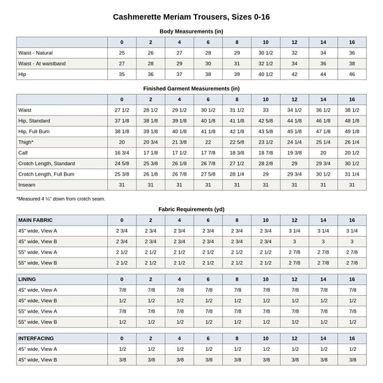 Cashmerette Meriam Trousers PDF pattern