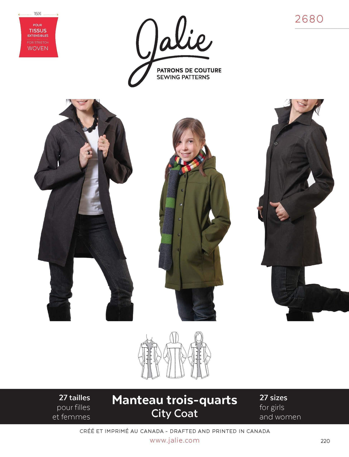 Digital Sewing Pattern - 2680 // Stretch City Coat by Jalie