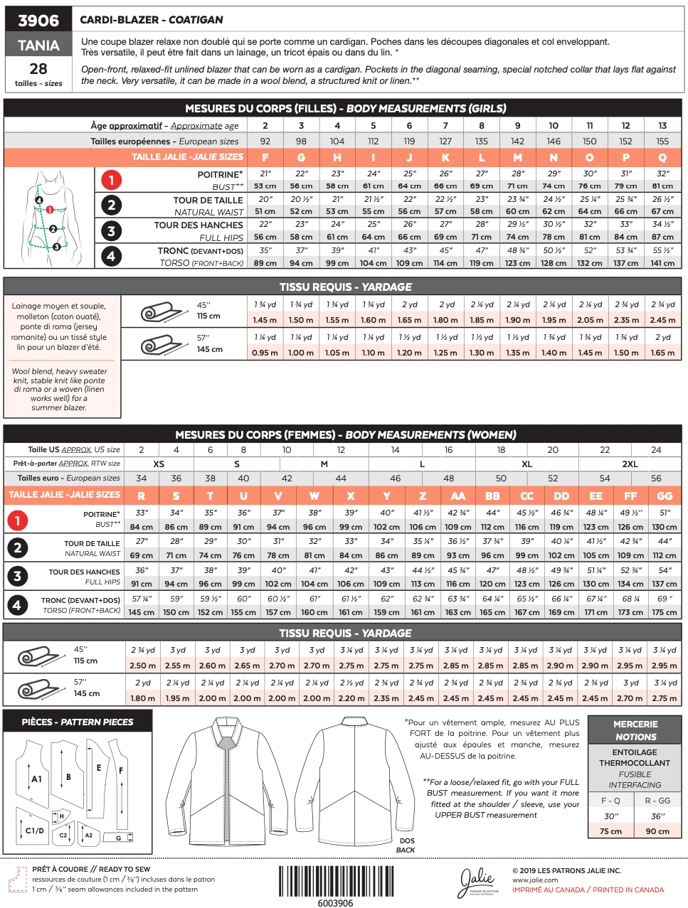 Digital Sewing Pattern - 3906 // TANIA Coatigan by Jalie