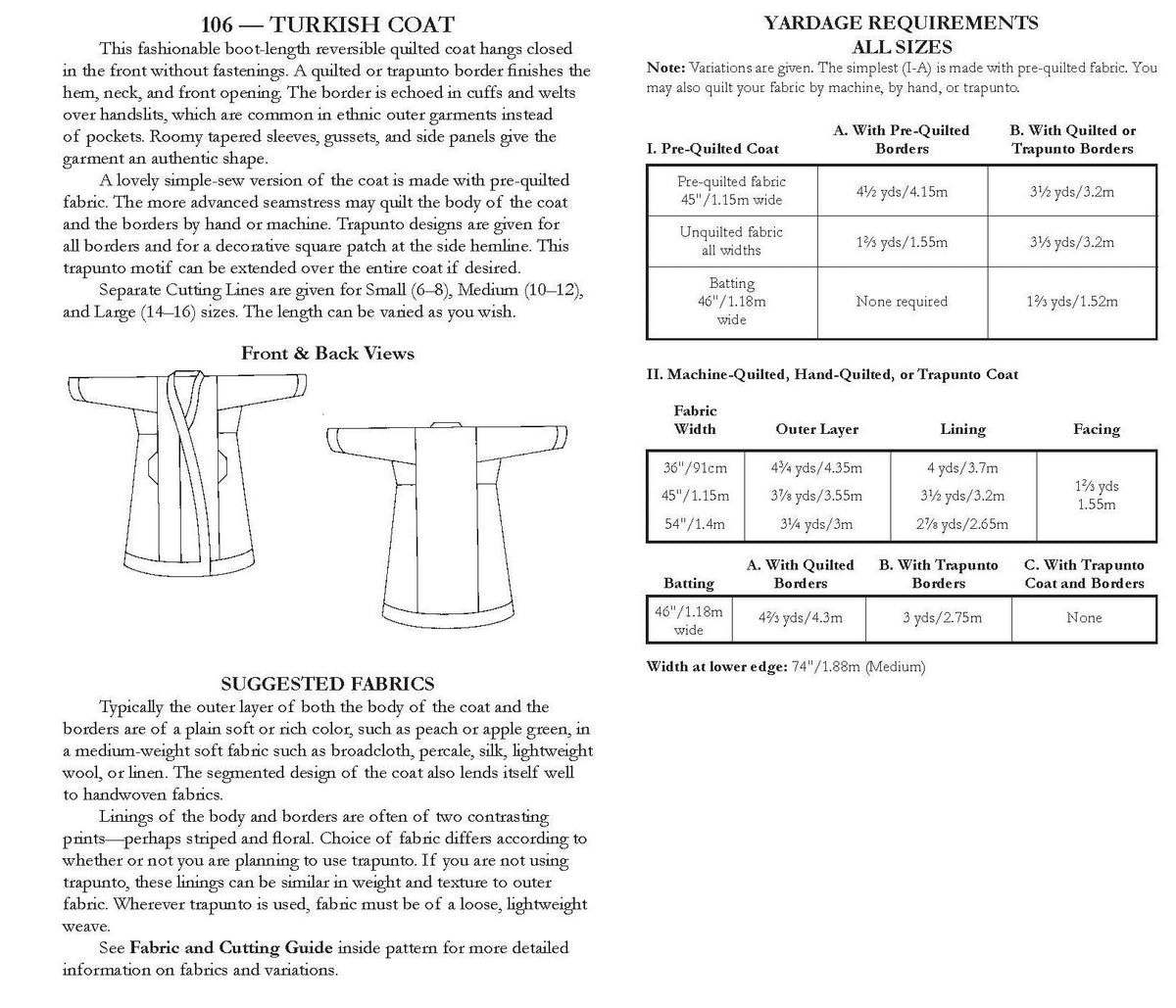 Digital Sewing Pattern - 106 Turkish Coat by Folkwear