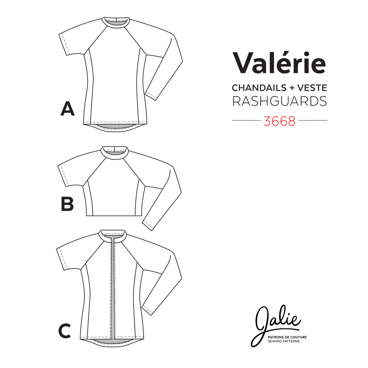 Digital Sewing Pattern - 3668 // VALÉRIE Swim Shirts - Rashguards by Jalie