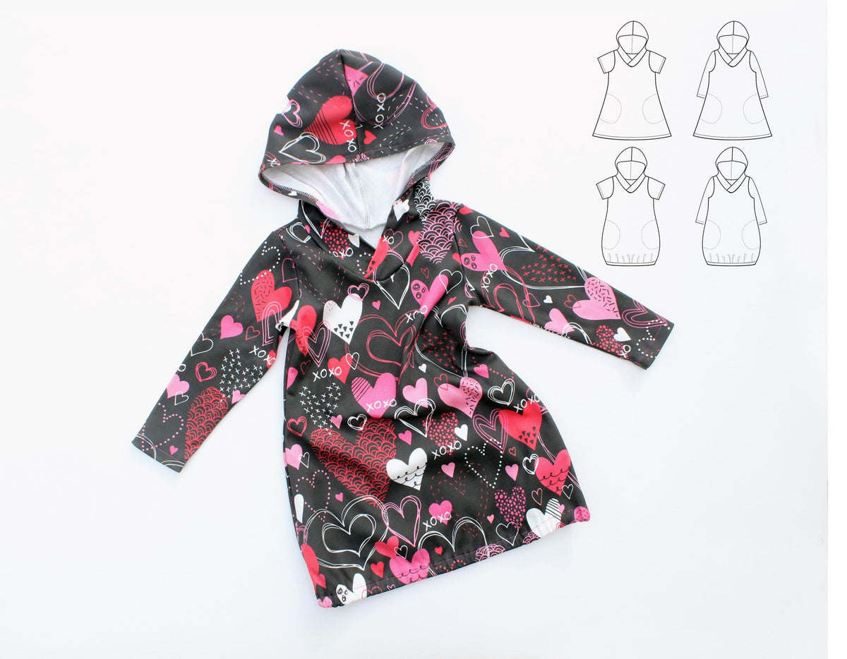Digital Sewing Pattern - Xoxo Hooded Dress Pattern by Puperita