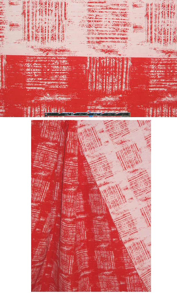 French red/off white hatch patch reversible jacquard 1.625 yds