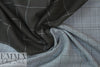Italian black/dusty blue glen plaid reversible suiting .5 yds
