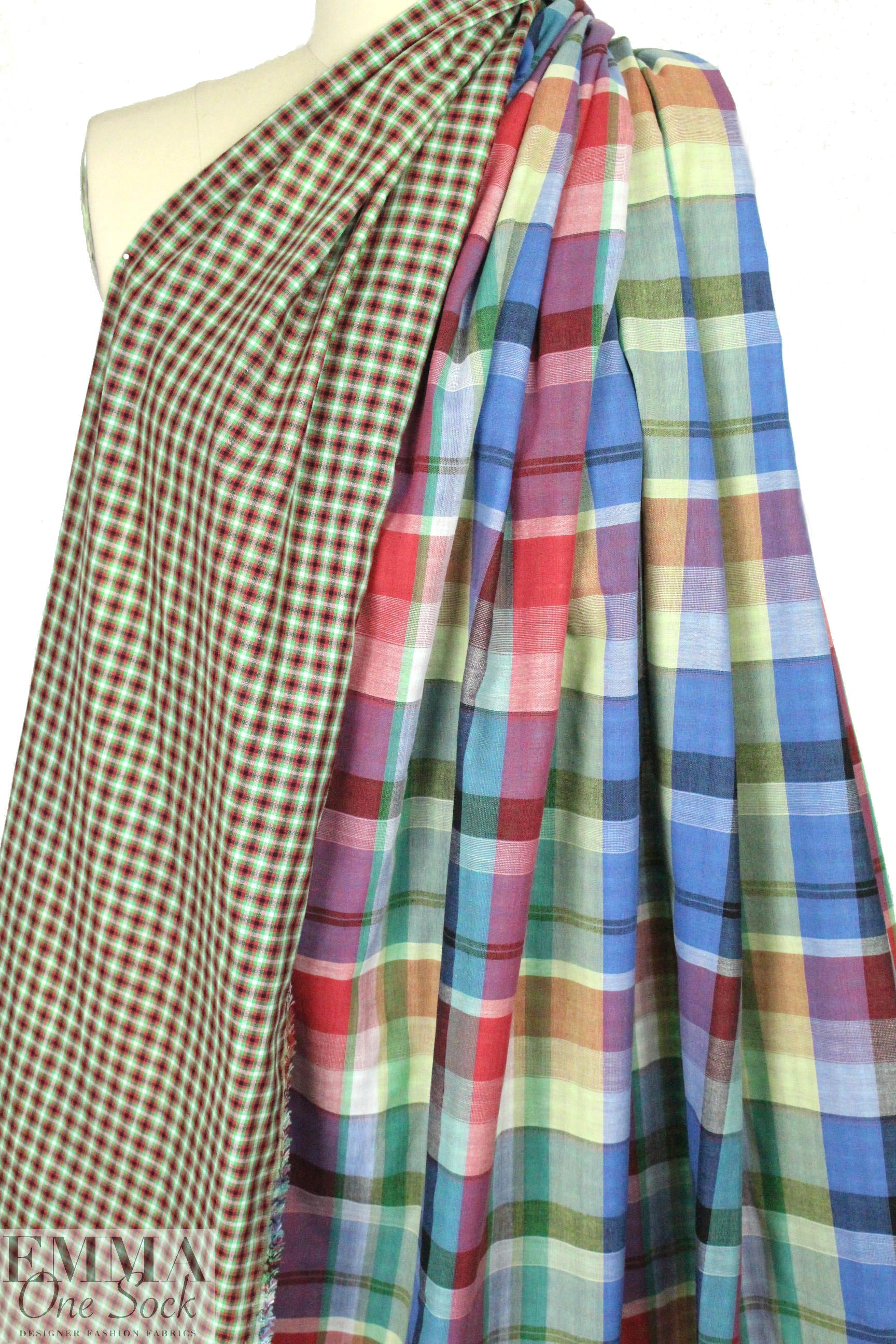 French all-cotton 2-ply yarn dyed plaid - reversible