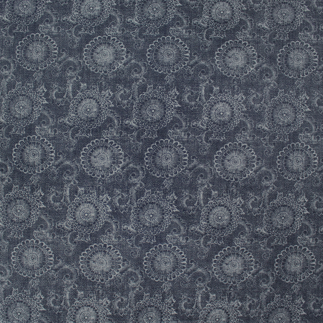 Italian 'floral medalion' reversible lighter weight denim 1 yard