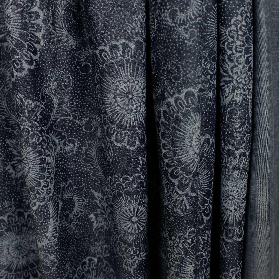 Italian 'floral medalion' reversible lighter weight denim 1 yard