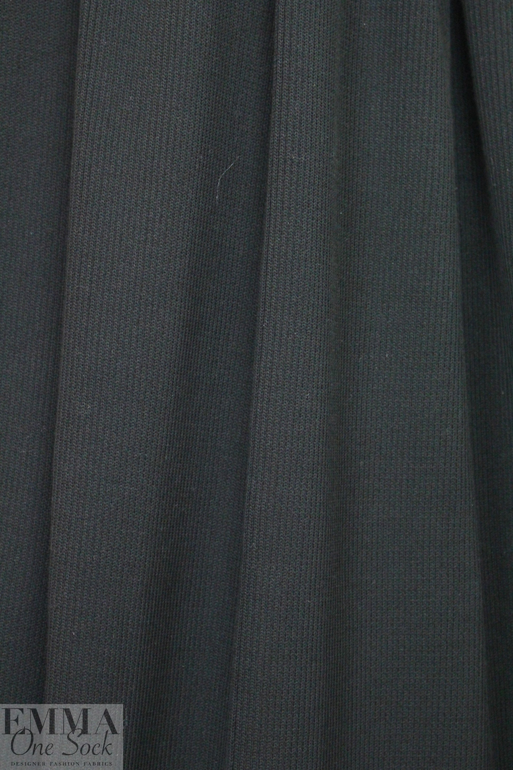 CA designer black poly sweater ribbing 1.125 yds *FLAW*