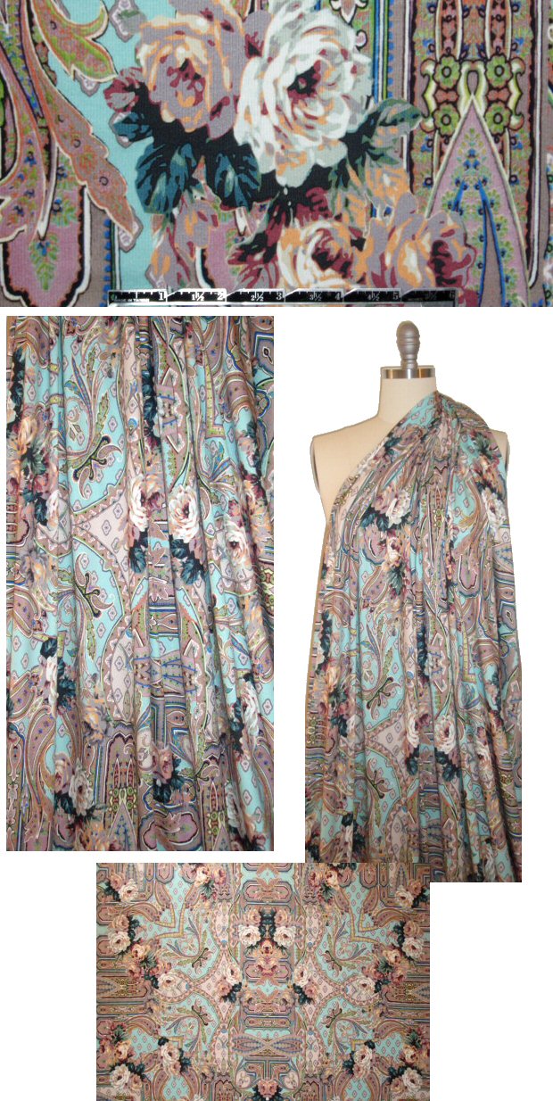 Italian 2x2 ribbed digital knit - flowery panel