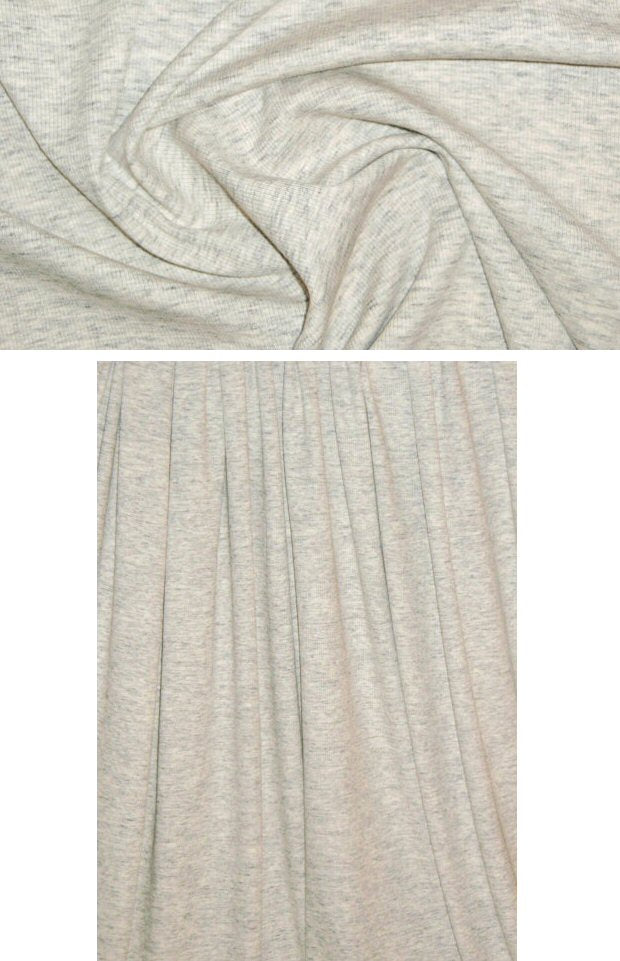 St. John heatherd yarn-dye ribbed knit - ivory/dk gray 1.66 yd