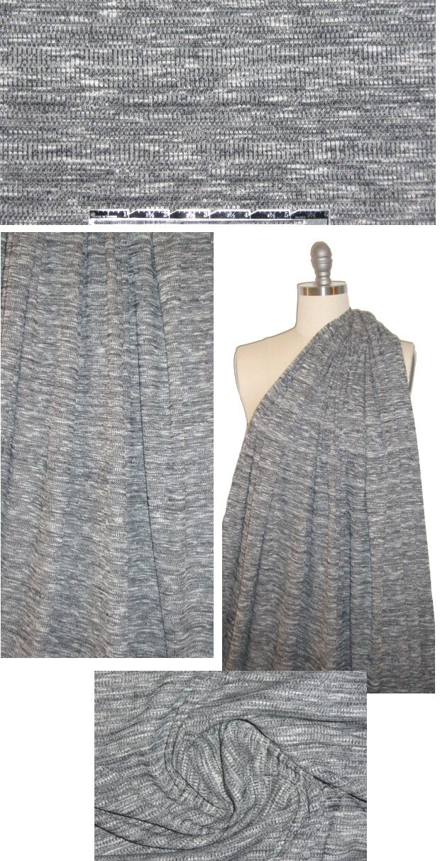 Sp1endid off-black/cream variegated rib sweater knit 1.625 yd