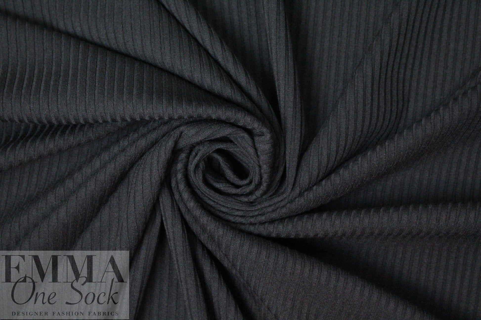 poly/viscose blend 3x3 ribbed knit - black 1.75 yd