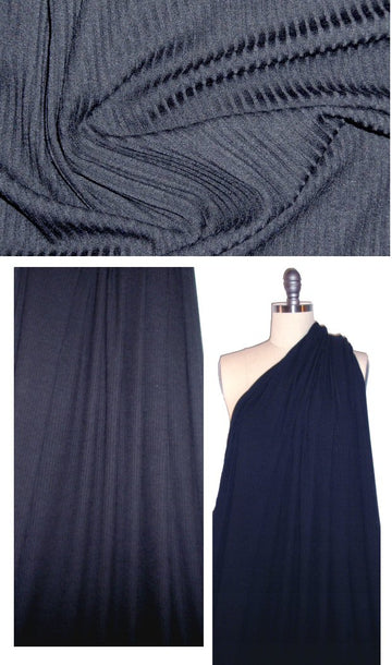 poly/viscose blend 3x3 ribbed knit - navy 1.66 yds