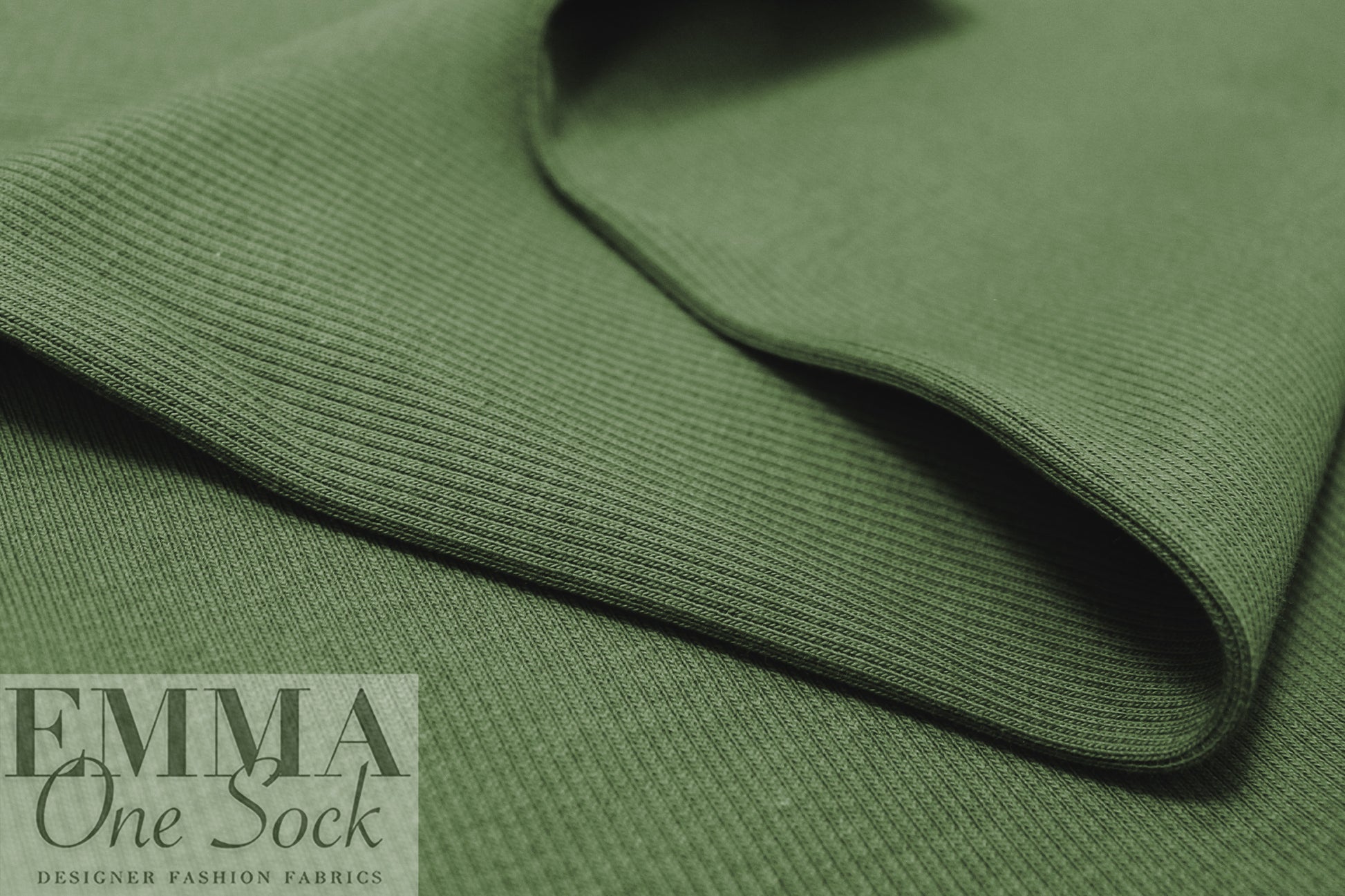MTM organic cotton 2x1 knit ribbing - green khaki .625 yds
