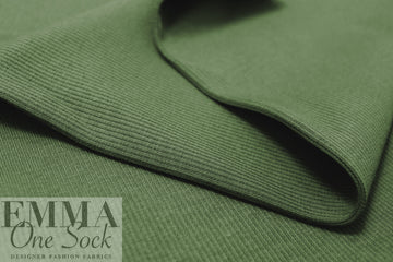 MTM organic cotton 2x1 knit ribbing - green khaki .625 yds