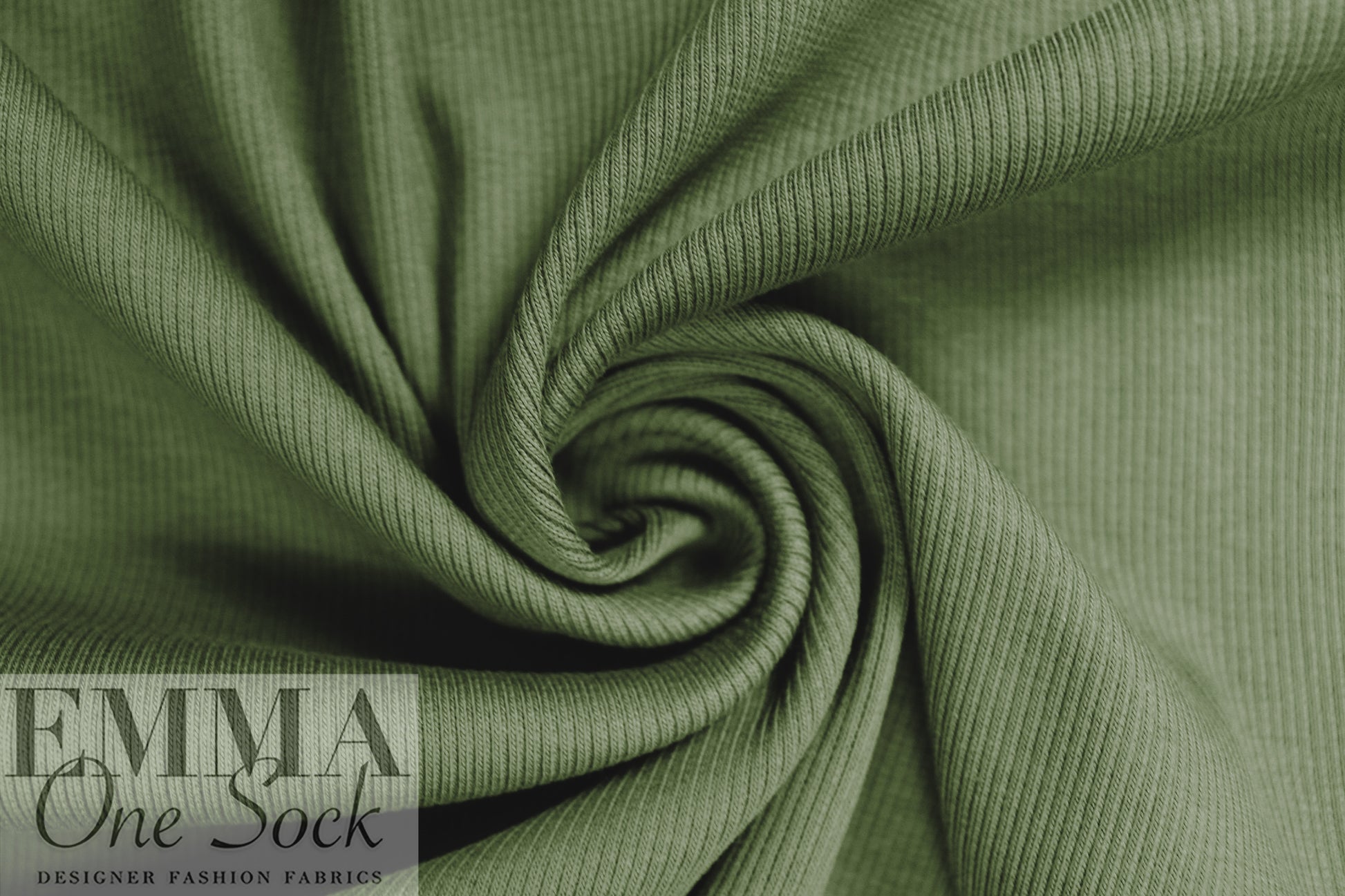 MTM organic cotton 2x1 knit ribbing - green khaki .625 yds