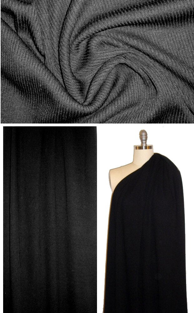 NY designer black poly blend sweater ribbing