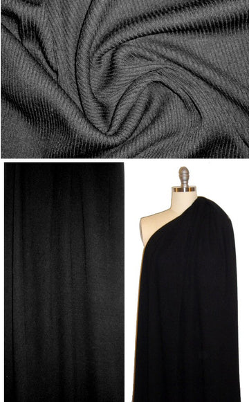 NY designer black poly blend sweater ribbing