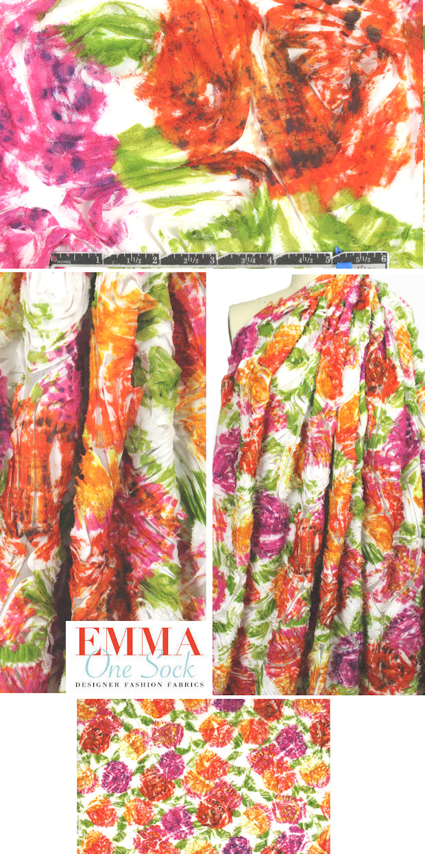 French over-printed fancy rosette flower applique sheer 1.875 yd