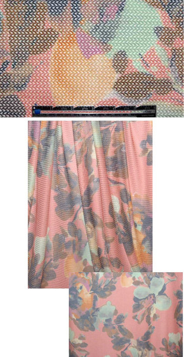 NY designer floral printed 'braided' knit  .875 yds