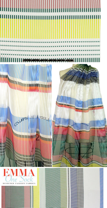 Italian ribbon sheer stripe overprinted fancy woven