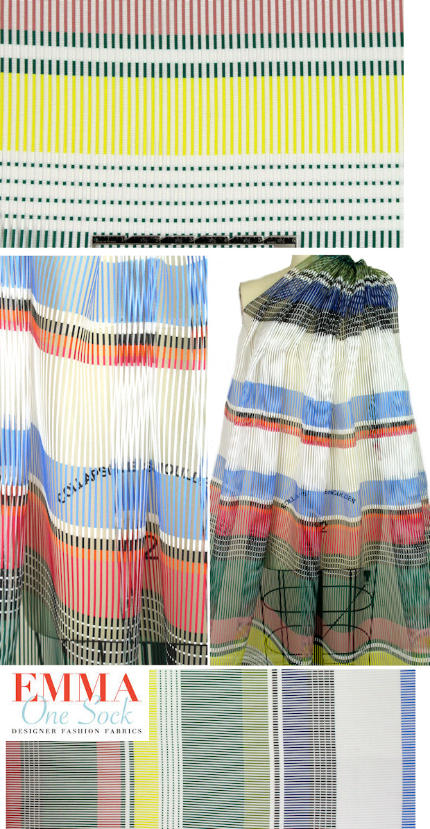 Italian ribbon sheer stripe overprinted fancy woven 1.66 yd