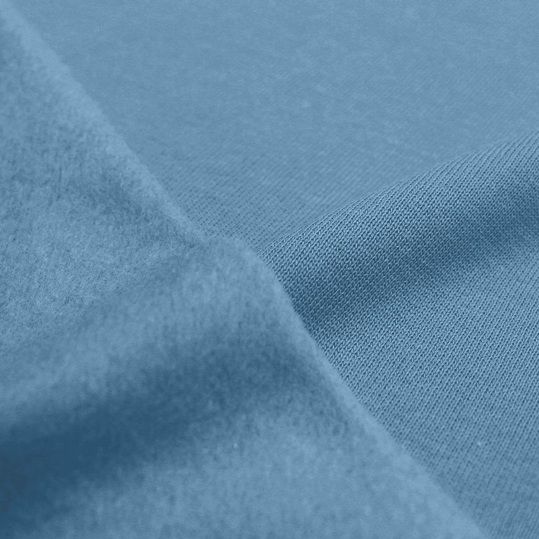 organic cotton fleece-backed sweatshirt knit - denim blue 1.125 yds