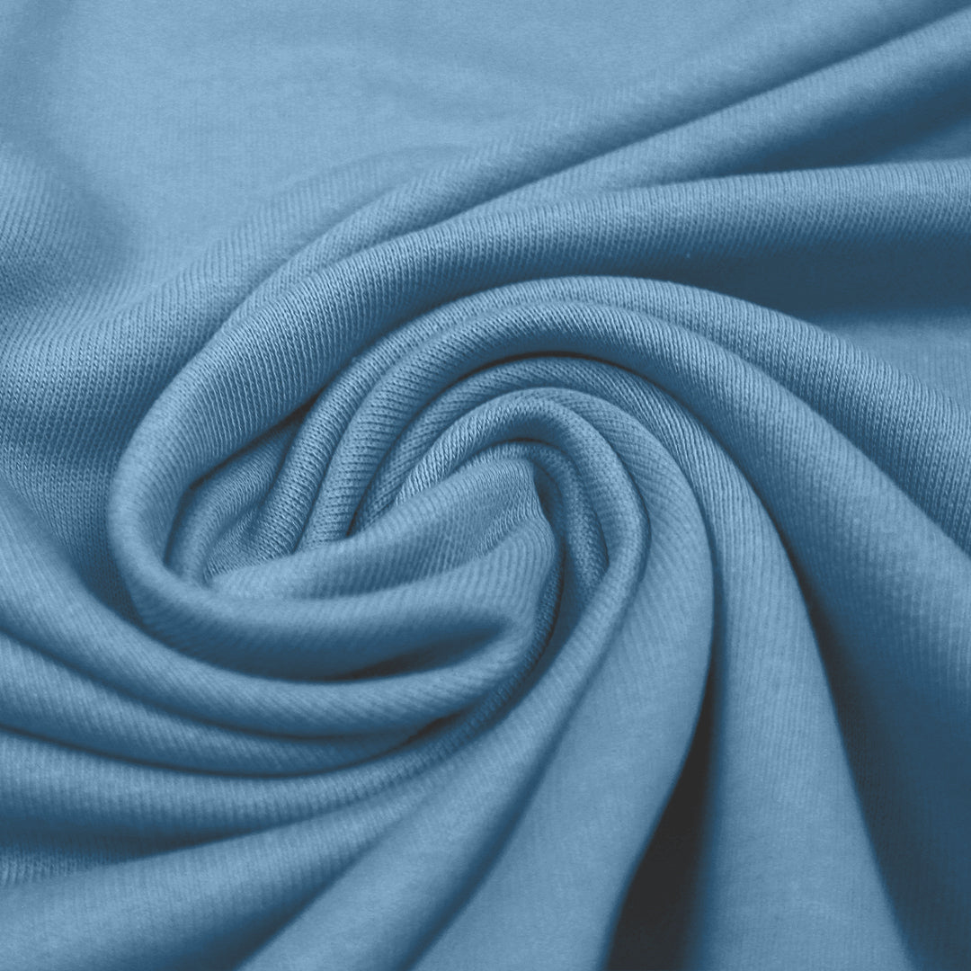 organic cotton fleece-backed sweatshirt knit - denim blue .75 yds
