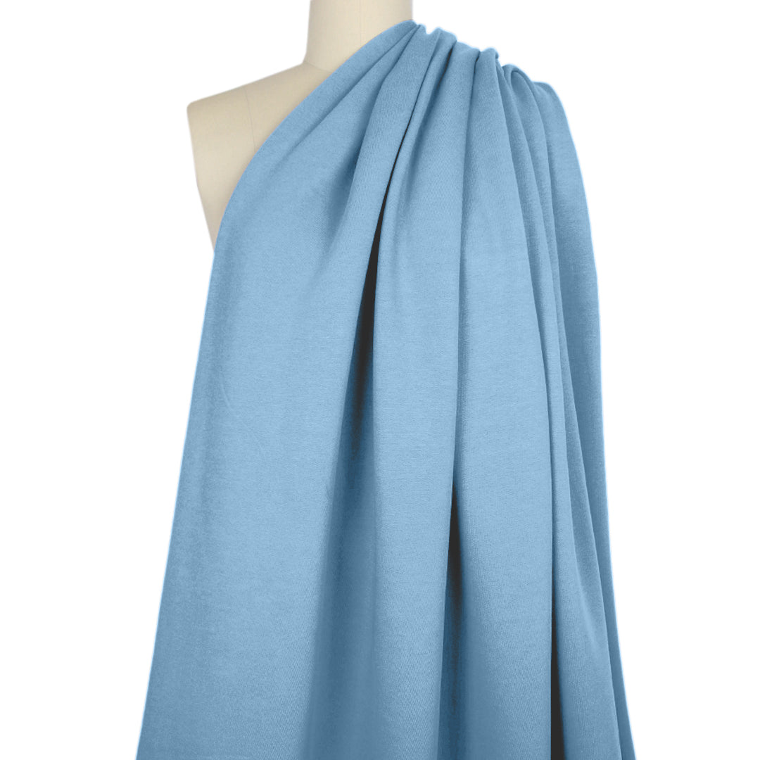 organic cotton fleece-backed sweatshirt knit - denim blue 1.125 yds