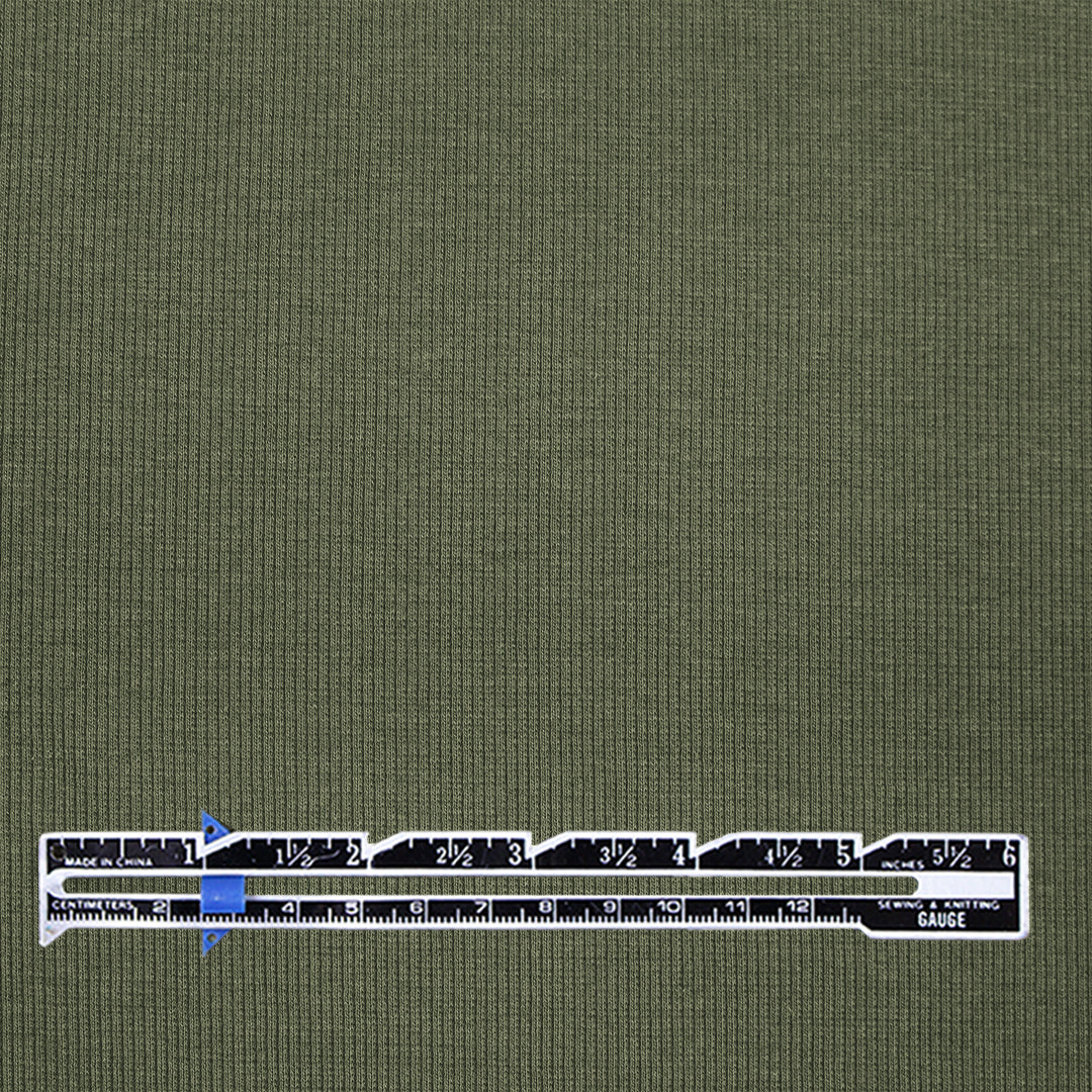 organic cotton rib knit - dusky green .5 yds