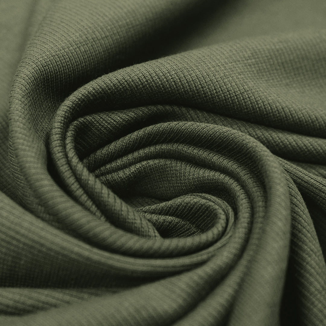 organic cotton rib knit - dusky green .5 yds