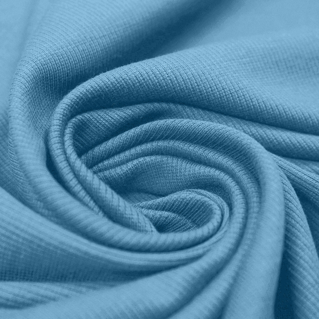 organic cotton rib knit - denim blue .875 yds