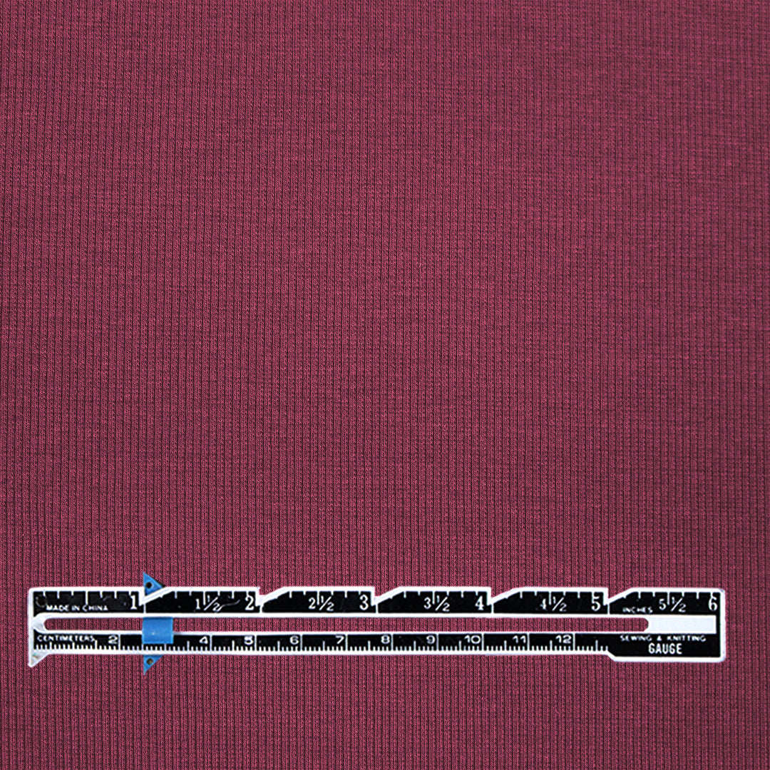 organic cotton rib knit - wine .5 yds