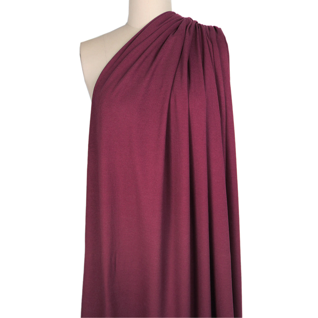 organic cotton rib knit - wine .5 yds
