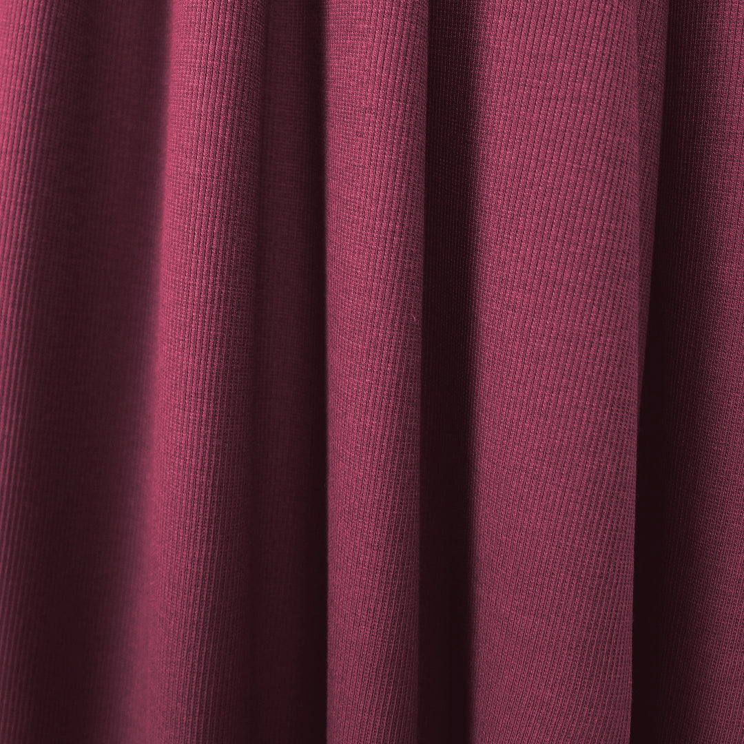 organic cotton rib knit - wine .5 yds