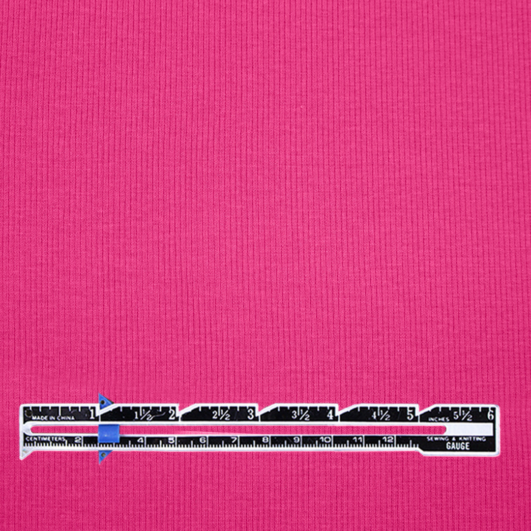 organic cotton rib knit - fuchsia 1.875 yds