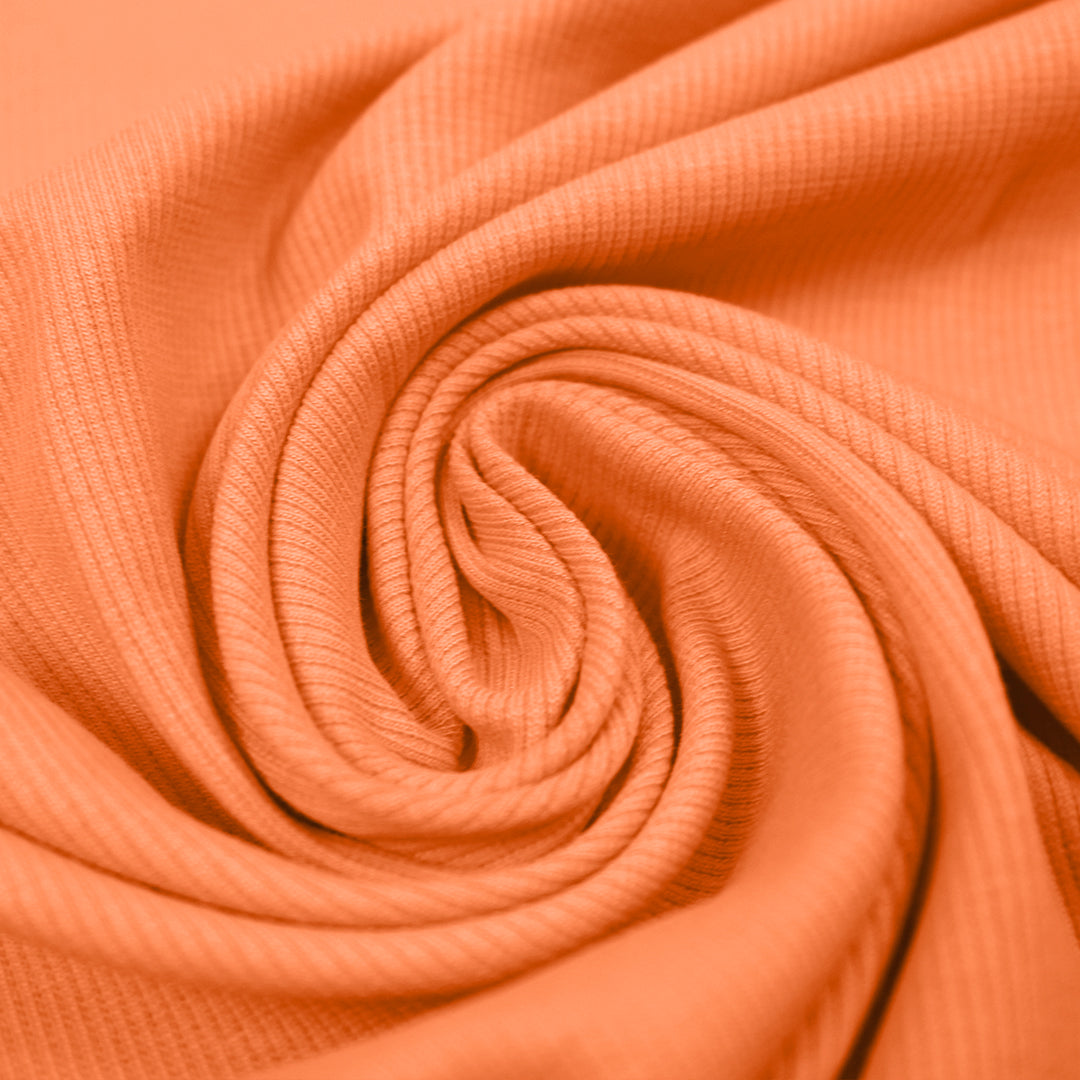 organic cotton rib knit - kumquat .66 yds