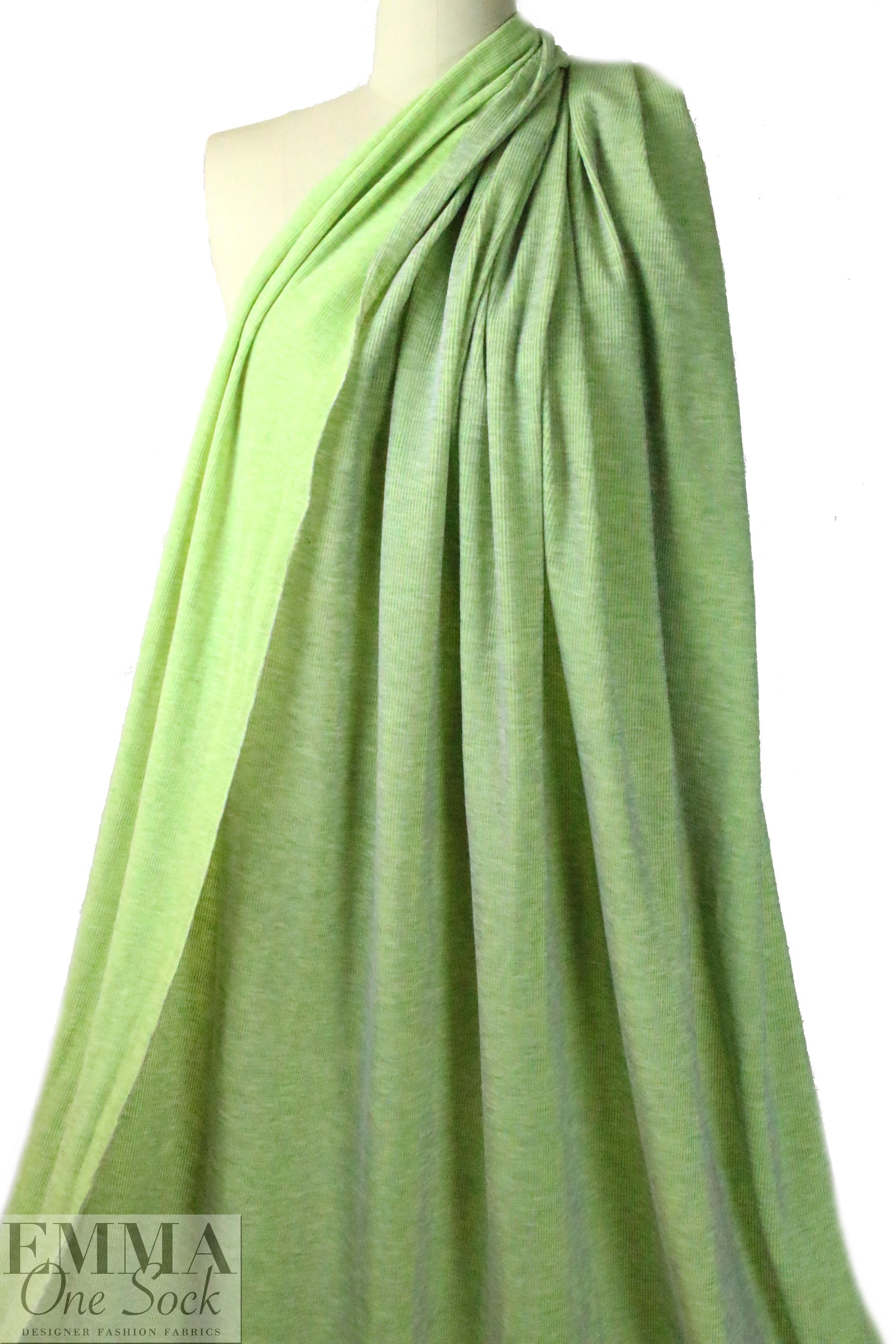 CA designer yarn dyed 1x1 rib stripe knit - neon lime/gray