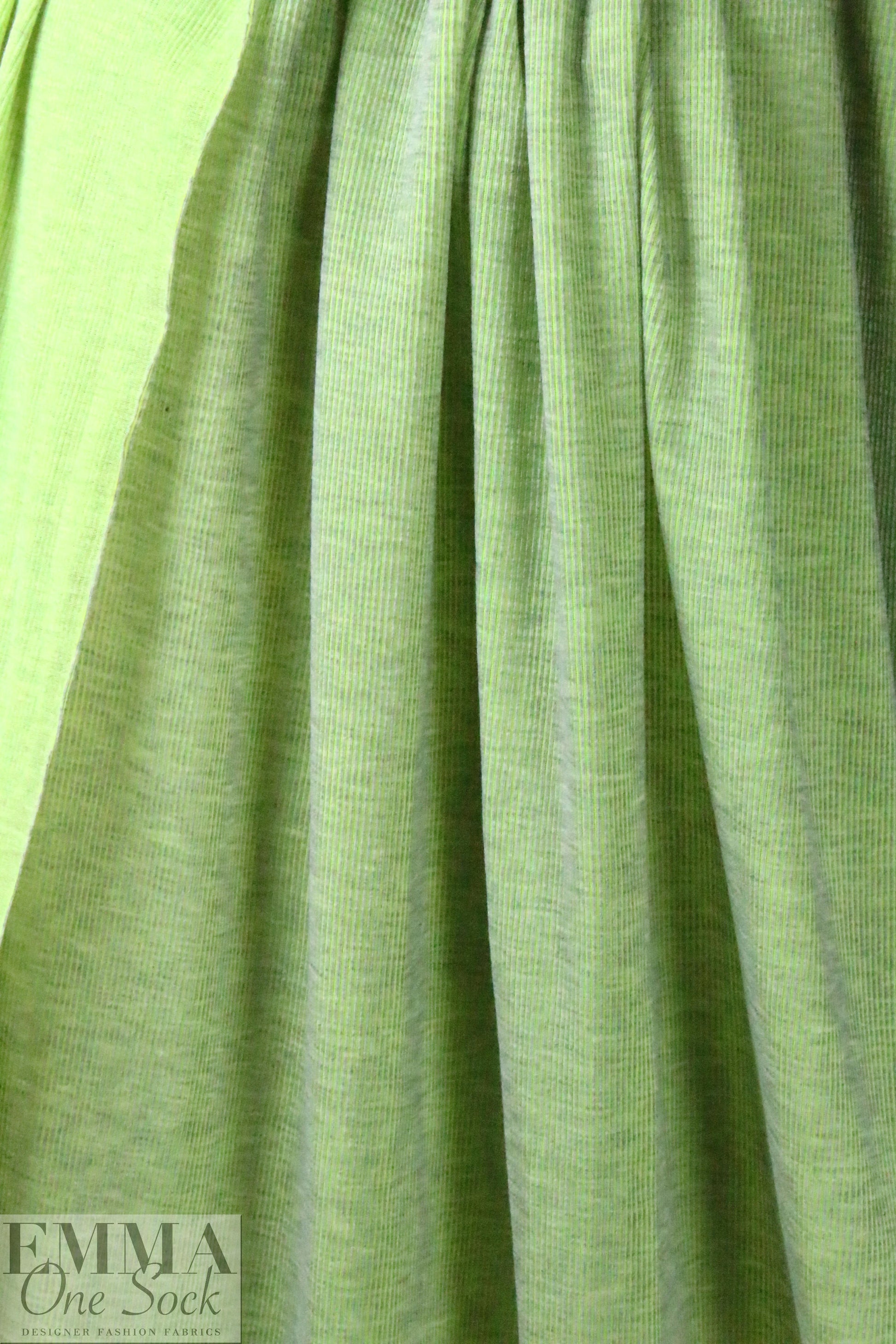 CA designer yarn dyed 1x1 rib stripe knit - neon lime/gray .75 yds
