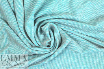 CA designer yarn dyed 1x1 rib stripe knit - turquoise/gray