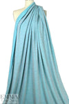 CA designer yarn dyed 1x1 rib stripe knit - turquoise/gray