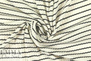 CA designer 6x2 rib stripe cotton knit - black/natural 1.875 yds