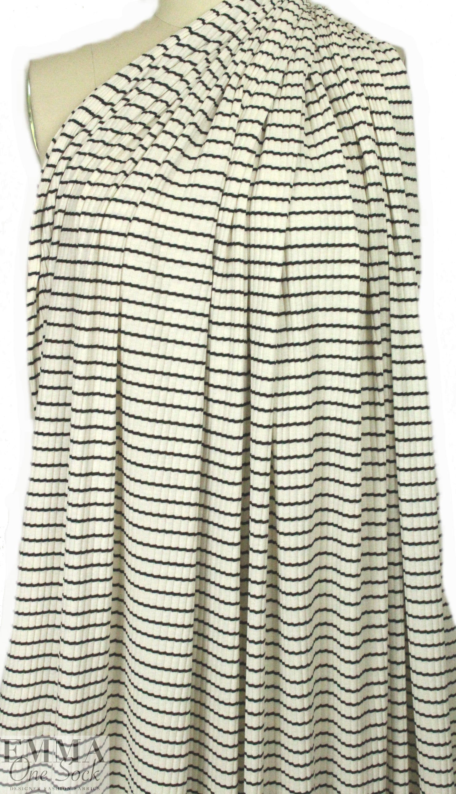 CA designer 6x2 rib stripe cotton knit - black/natural 1.5 yd