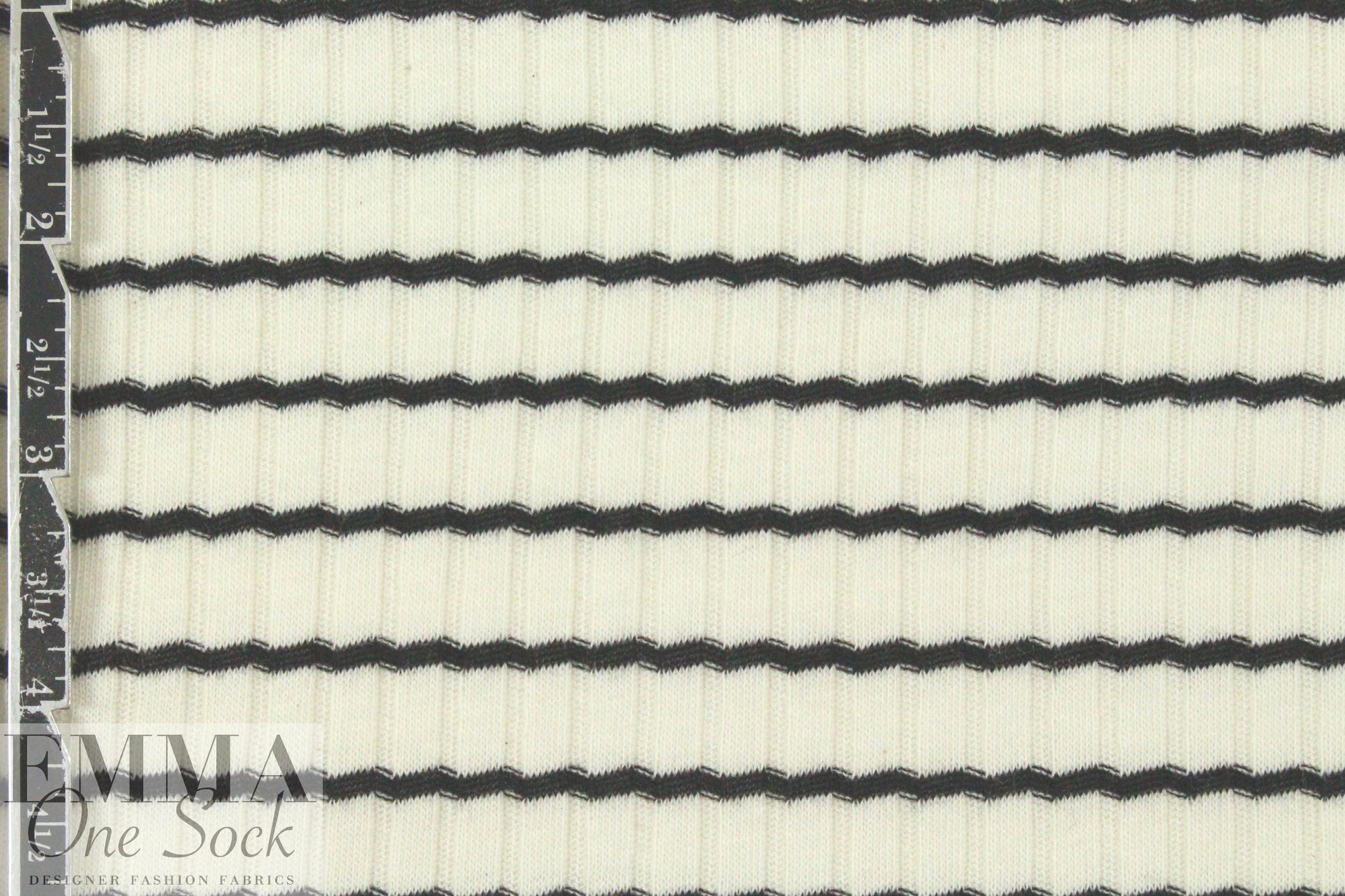CA designer 6x2 rib stripe cotton knit - black/natural 1.875 yds