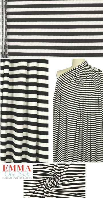 variable 3x2 rib stripe rayon/span knit - black/white