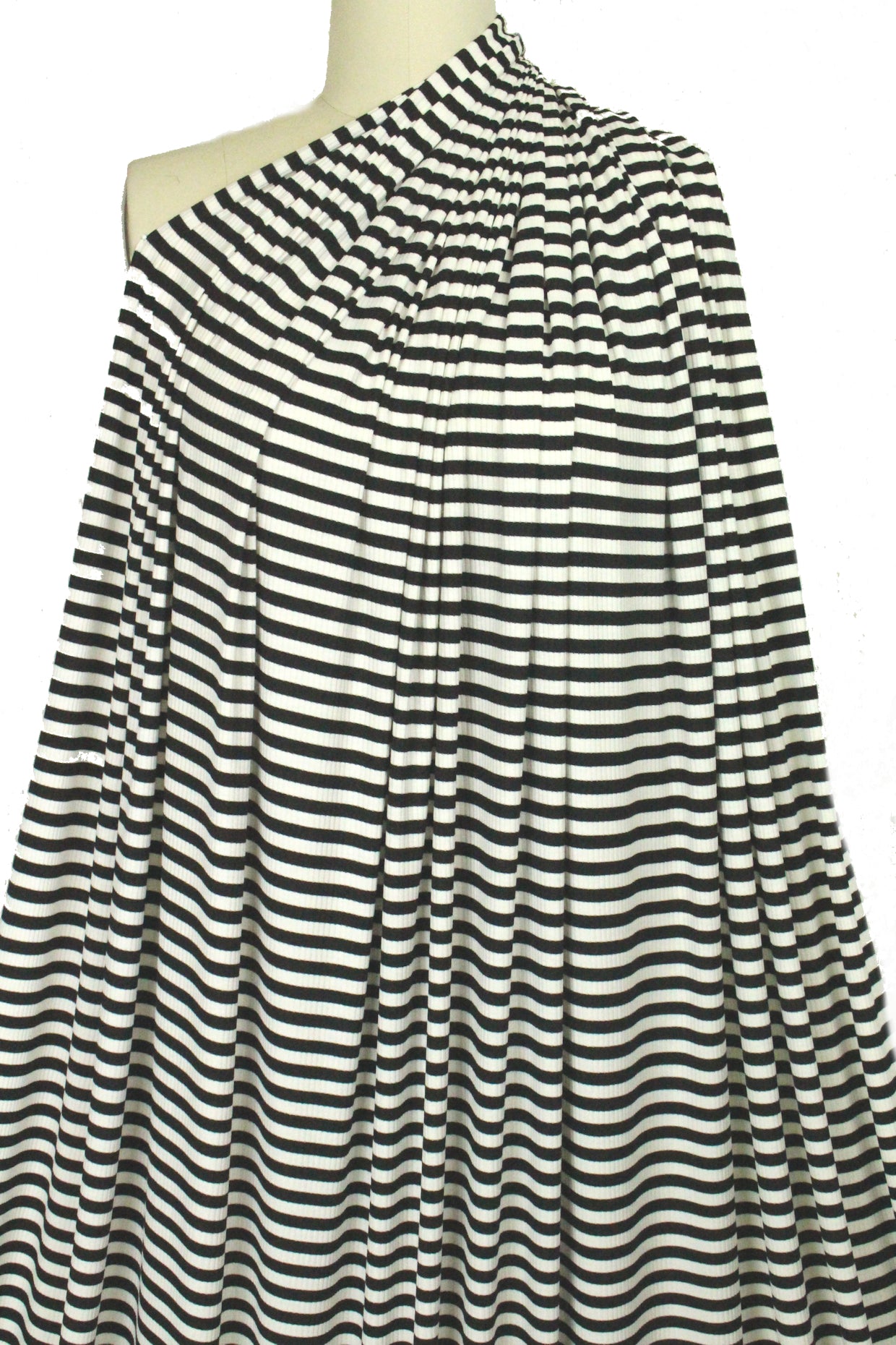 variable 3x2 rib stripe rayon/span knit - black/white 1.66 yd