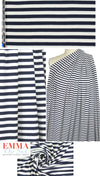 variable 3x2 rib stripe rayon/span knit - navy/white 1.5 yd