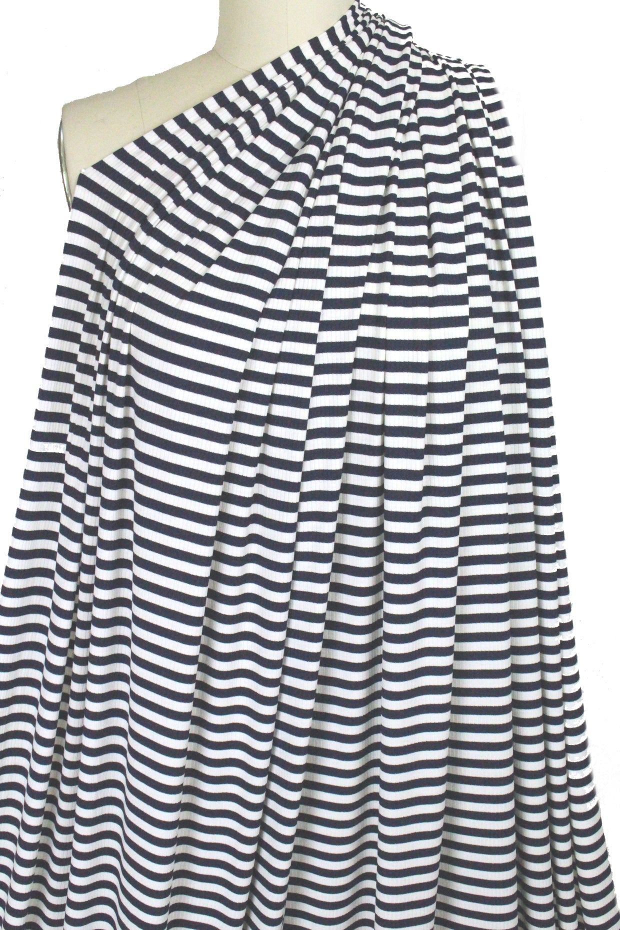 variable 3x2 rib stripe rayon/span knit - navy/white 1.5 yd